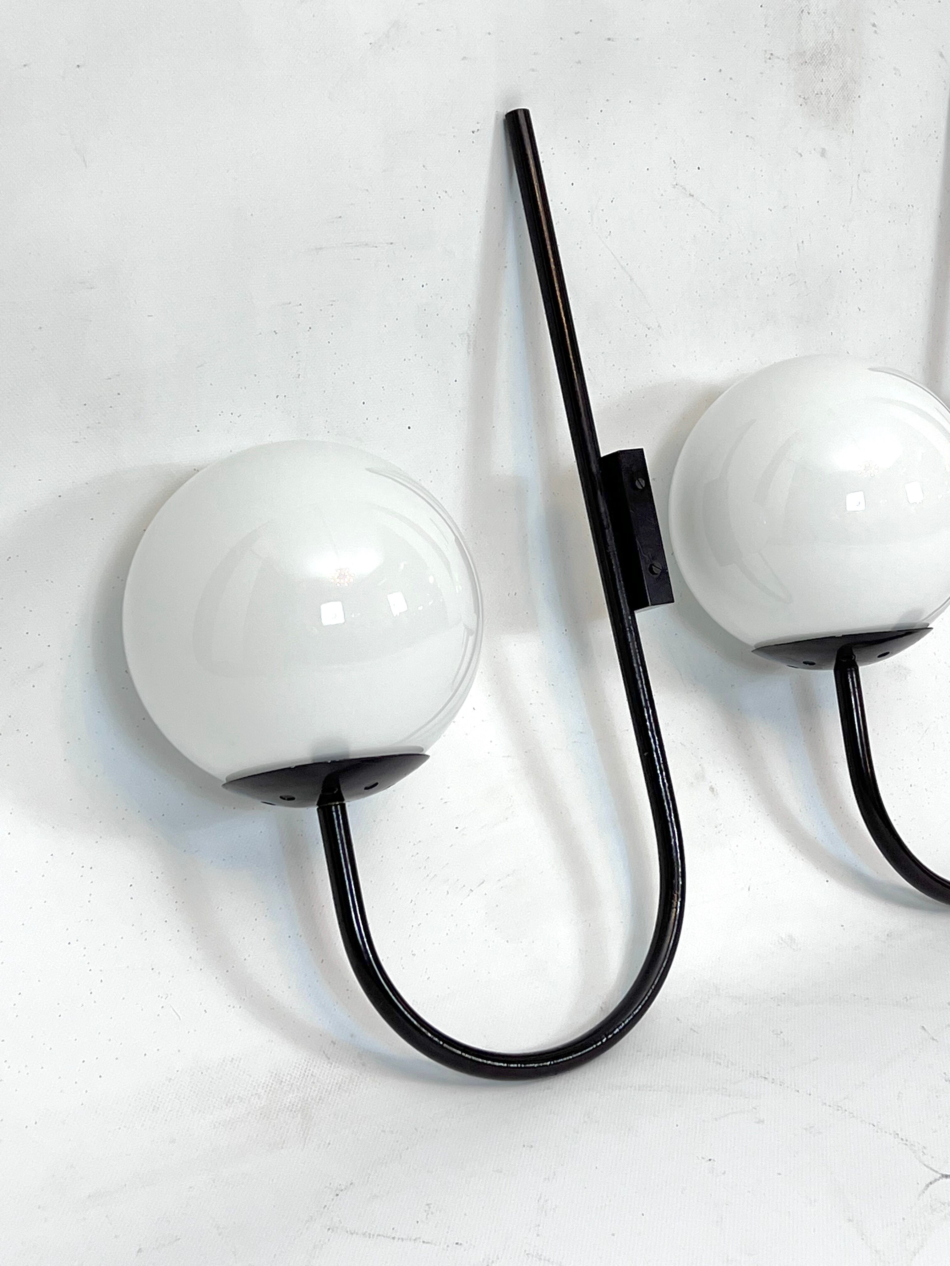 Mid-Century Italian set of three large sphere wall lamps from 60s