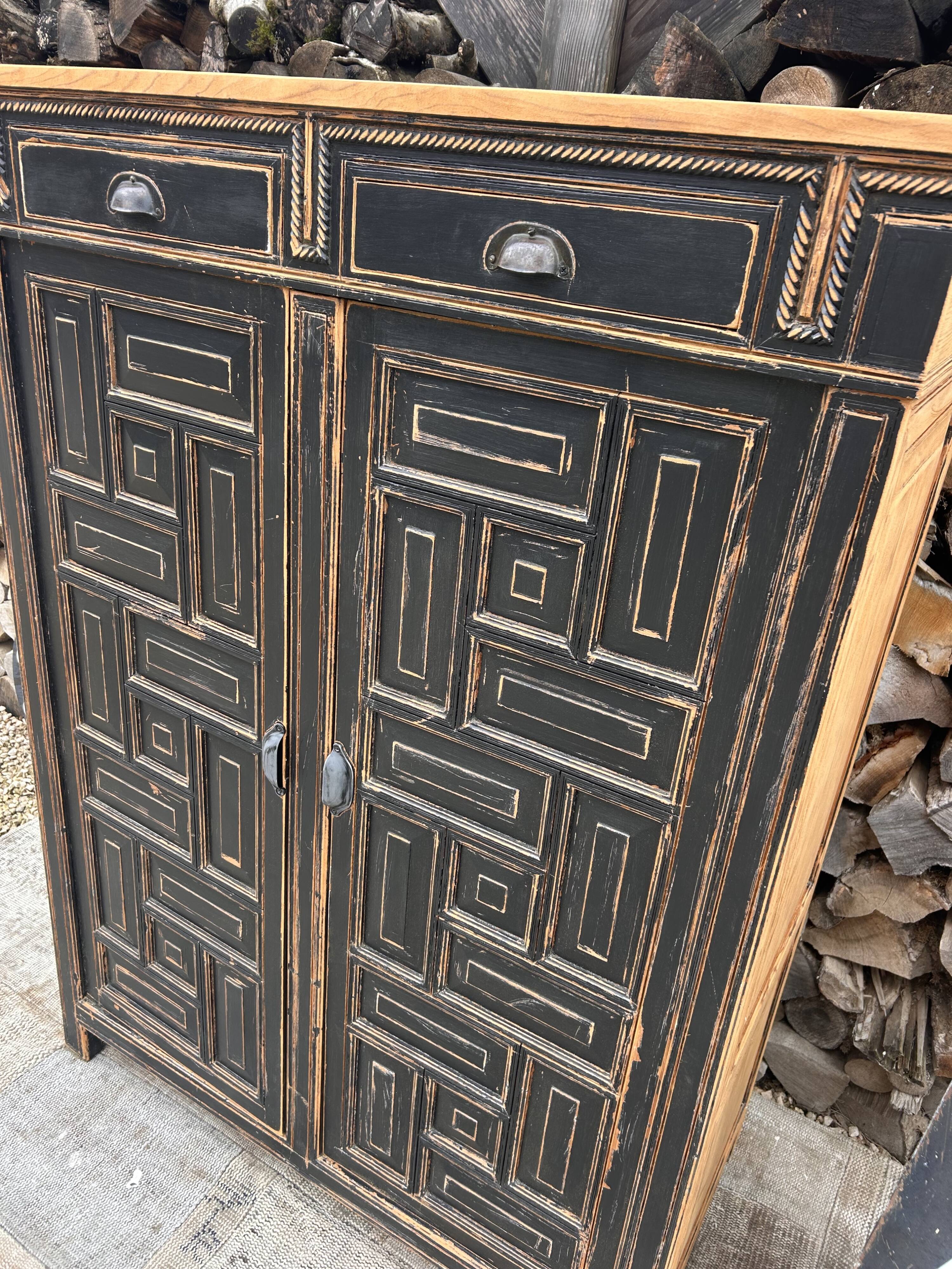 Storage furniture / Antique black wood and wood sideboard