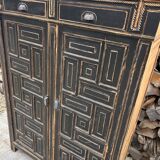 Storage furniture / Antique black wood and wood sideboard