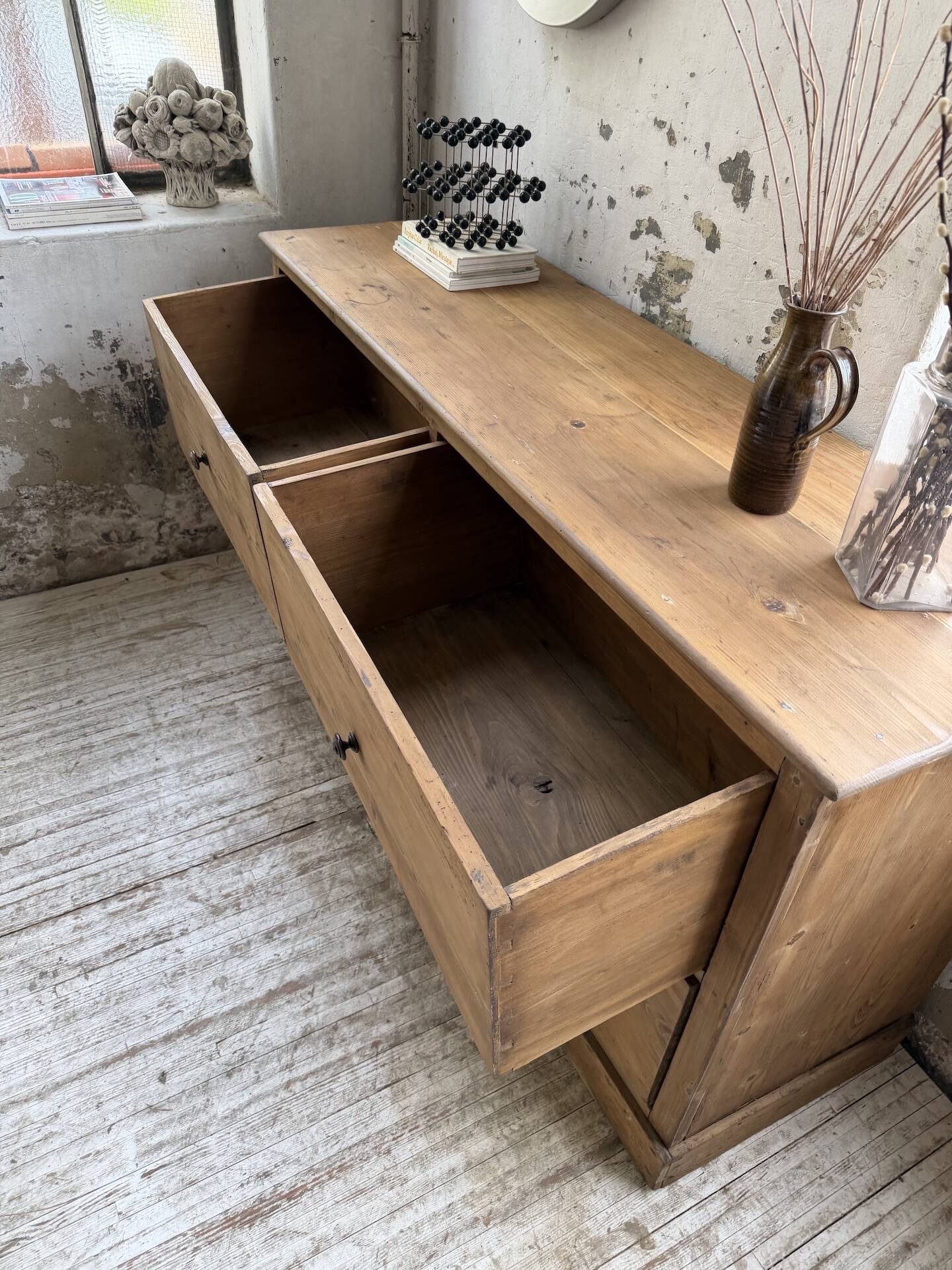 1950s pine workshop furniture 175cm