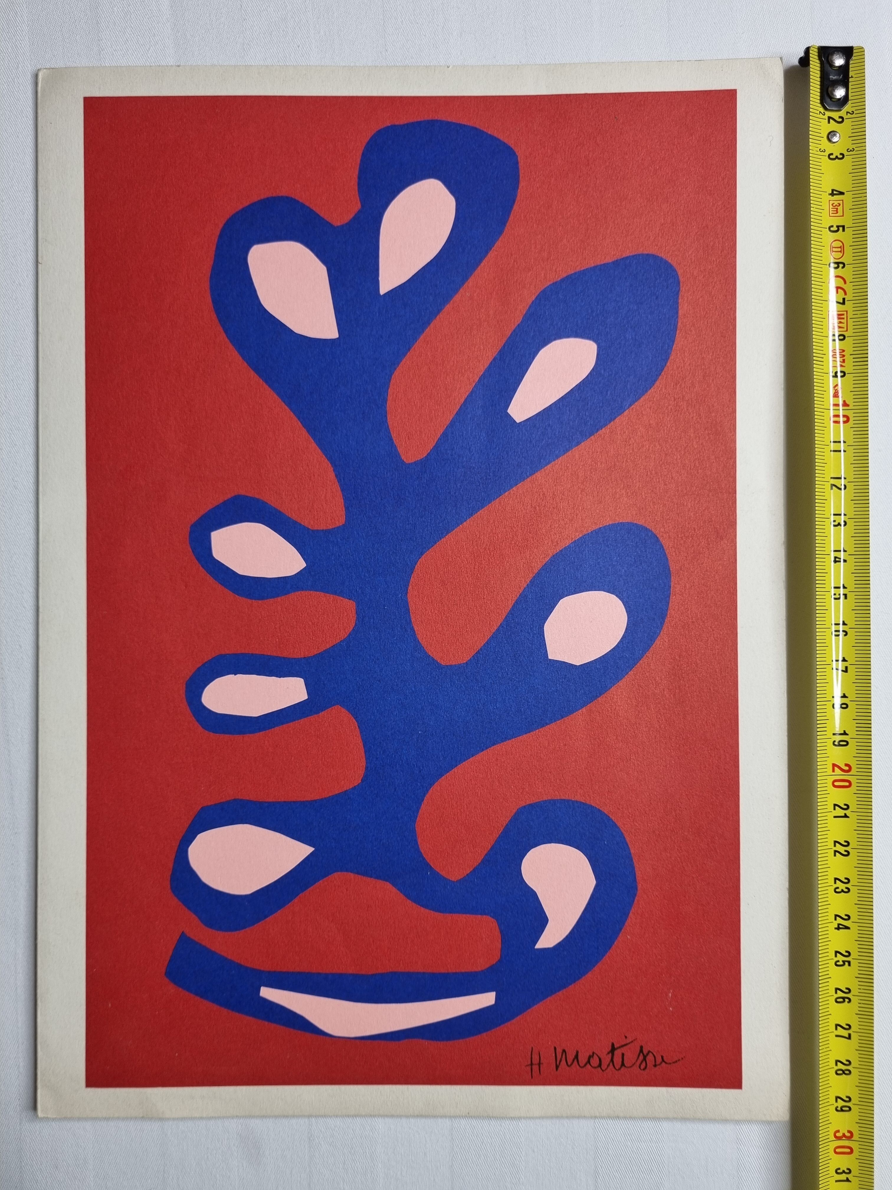 Palme bleue sur fond rouge, Canson 1981, 29 cm