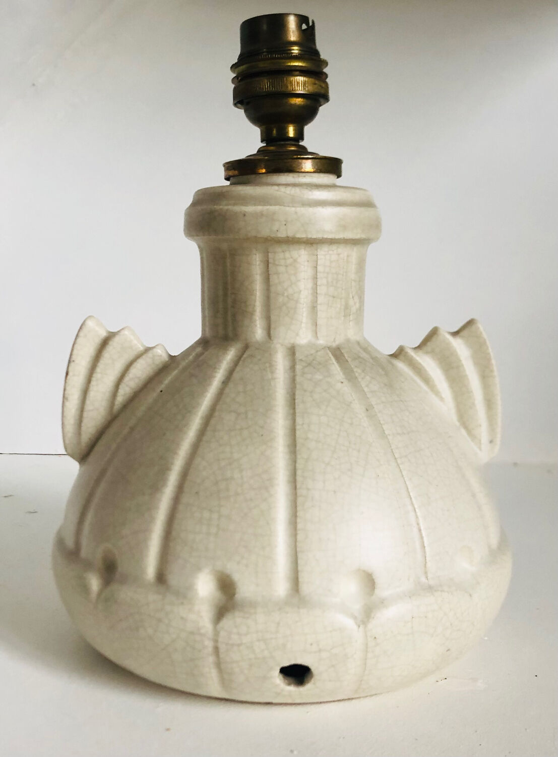 Art Deco lamp base in crackled ceramic