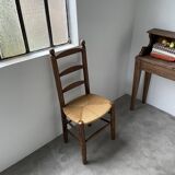 Rustic oak straw chair