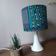 table lamp trumpet foot, modern graphic printed wax shade