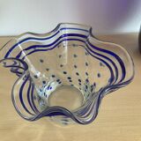 Trio of vintage blown glass handkerchief vases