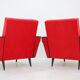 1970's pair of leatherette and red fabric armchairs, Czechoslovakia