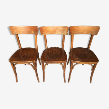 Trio de chaises bistrot vintage années 60