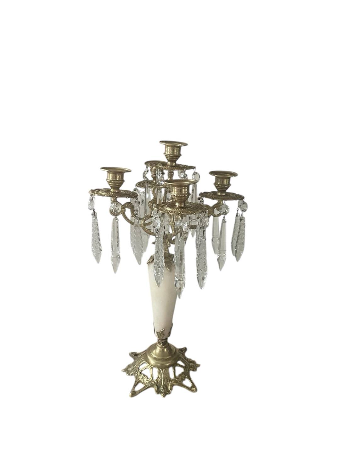 19th century marble, brass and tassel chandelier