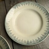 Lot of 5 old ceramic flat plates of Saint Amand green edry