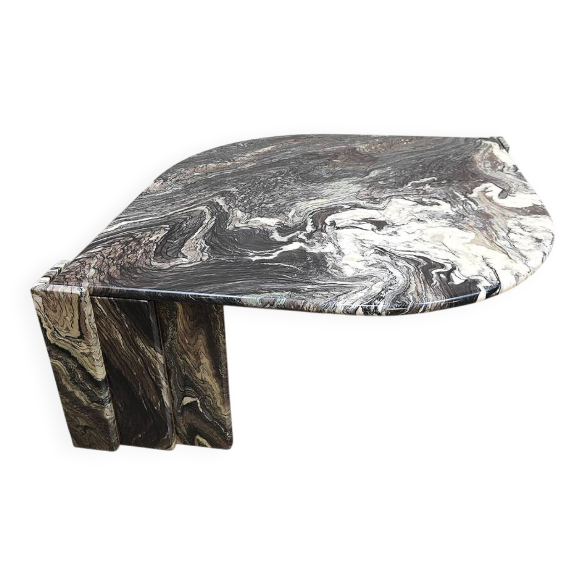 Vintage design marble coffee table midcentury Roche Bobois grey