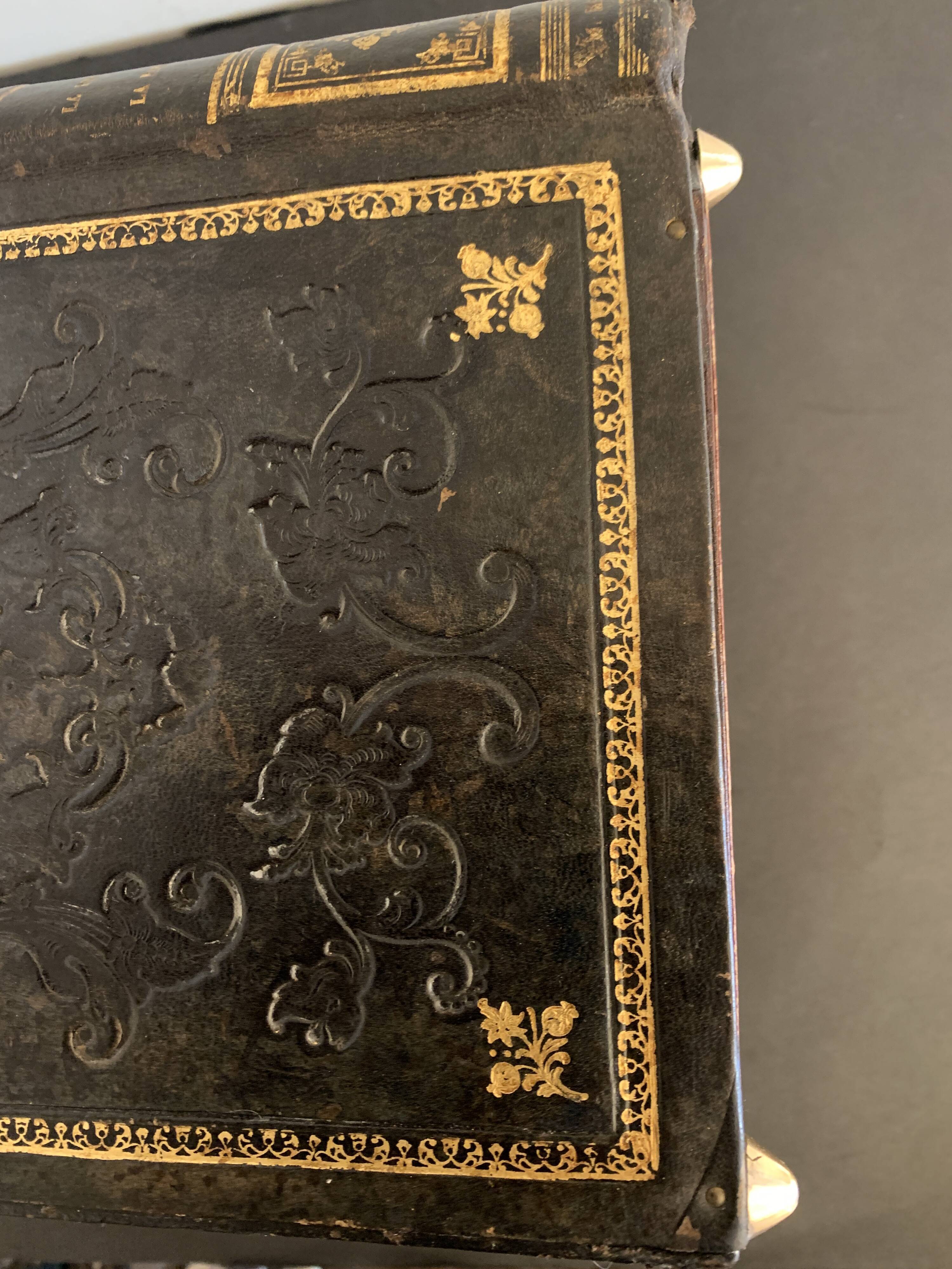 Leather paper basket, imitation bindings old books