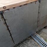 Antique workshop workbench, vintage, metal and wood