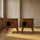 Pair of vintage mid-century modern wooden bedside tables / nightstands, 60 × 54 × 30 cm