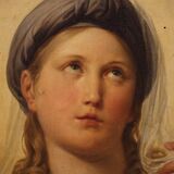 19th century panel painting, Virgin Mary in contemplation