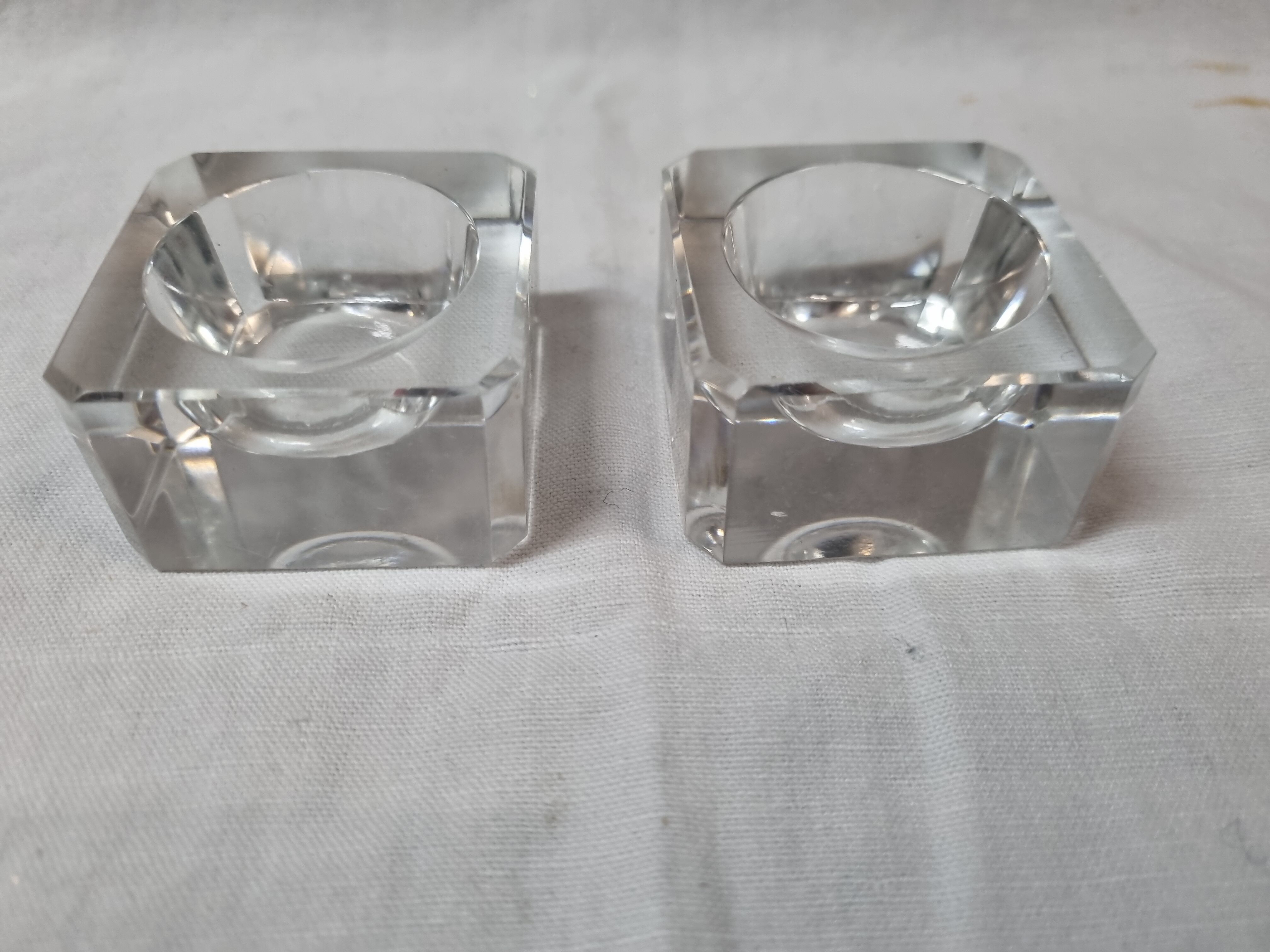 Pair of table candle holders, crystal from 1970