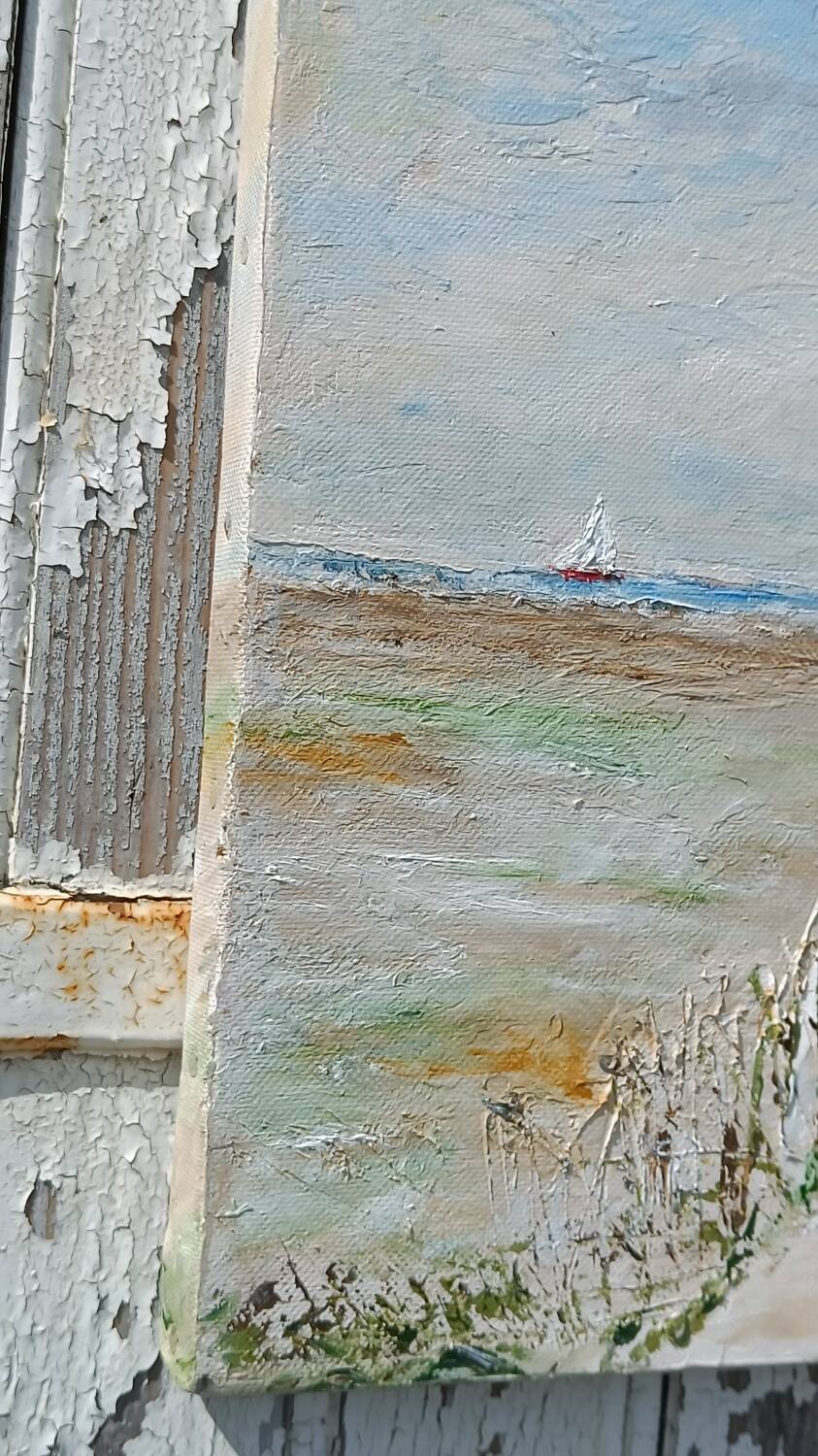 Oil painting on canvas signed seascape