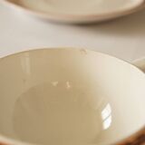 Set of 4 white, red and gold porcelain teacups, Ceranord