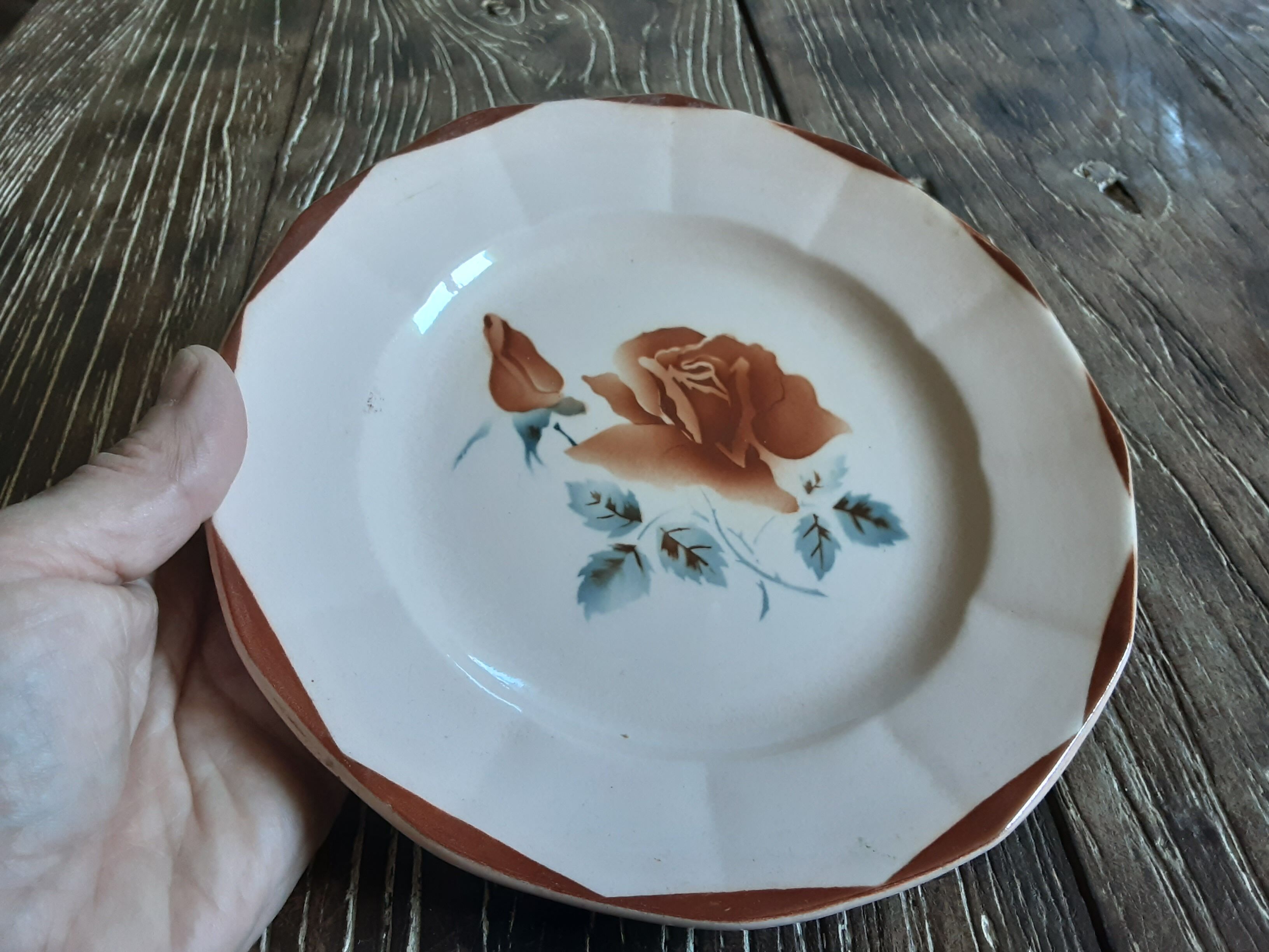 Set of 6 old dessert plates Digoin sarreguemines