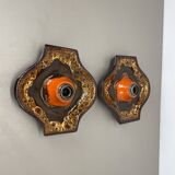 Lot de deux appliques murales en céramique Fat Lava multicolores, Hustadt Lights Allemagne 1970