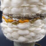 Pair of bedside lamps in stoneware and wool lampshades - Vintage around 1970