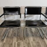 Mid-century chromed leather chairs