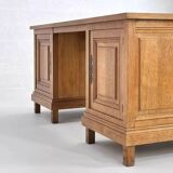 Double-sided oak and leather desk