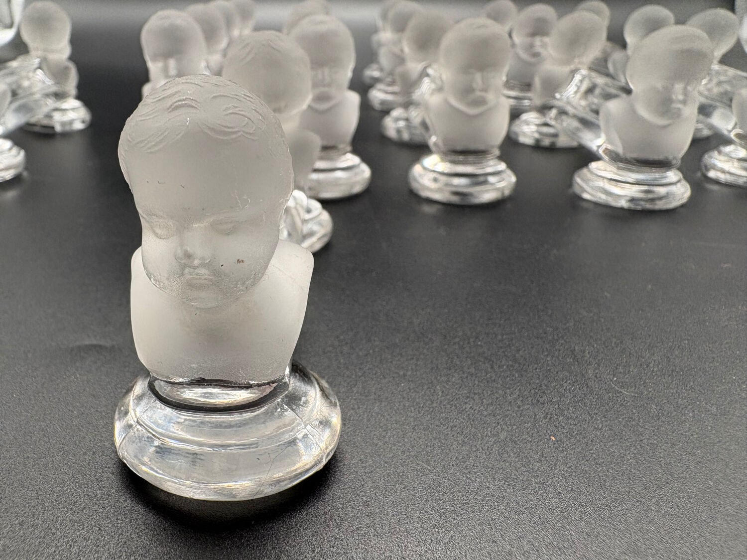 12 Baccarat crystal knife holders, Houdon model, 19th century.