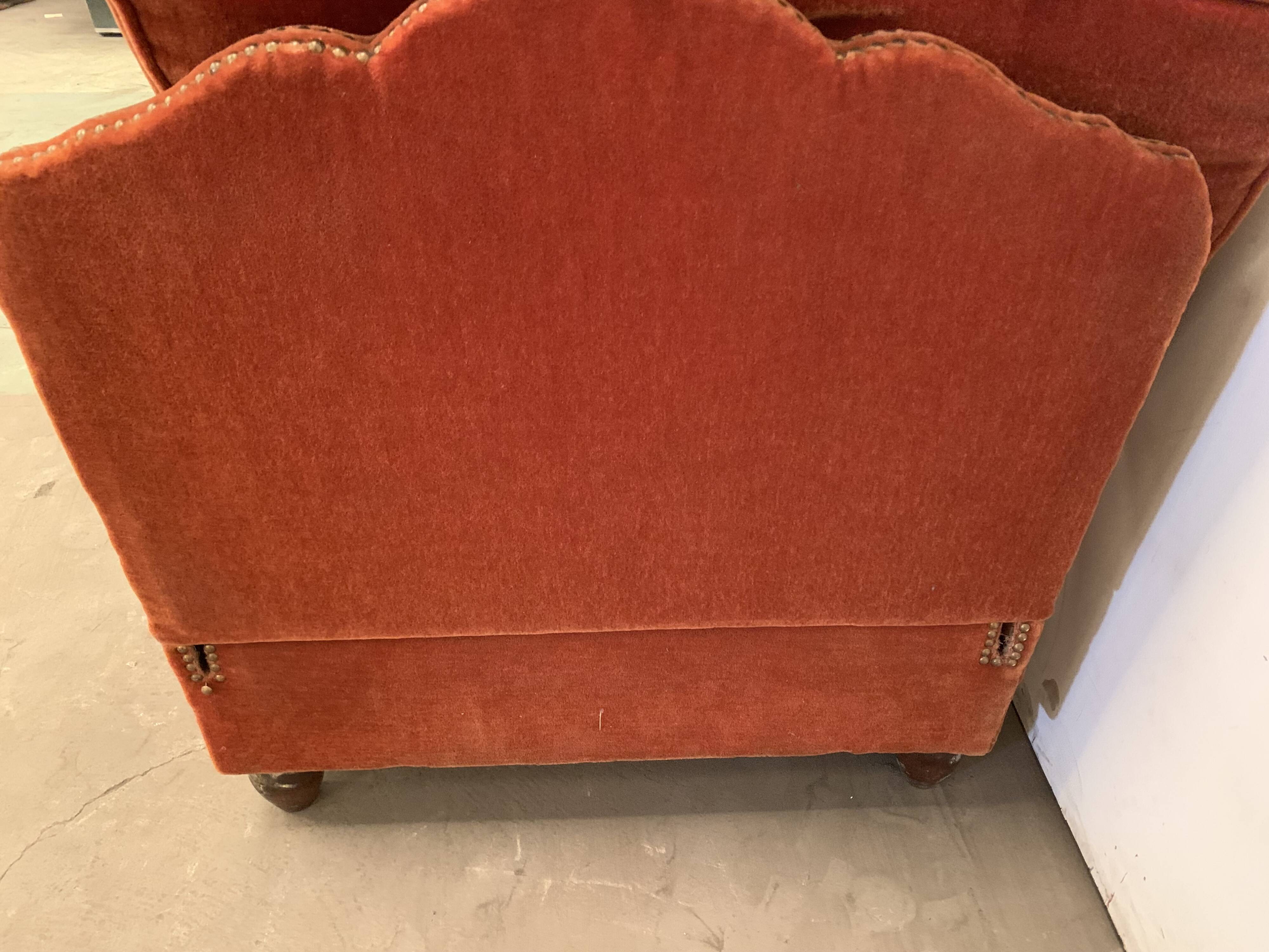 Art Deco velvet bench removable side XX century
