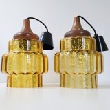 Pair of pendant lamps Carl Fagerlund Orrefors vintage 1960
