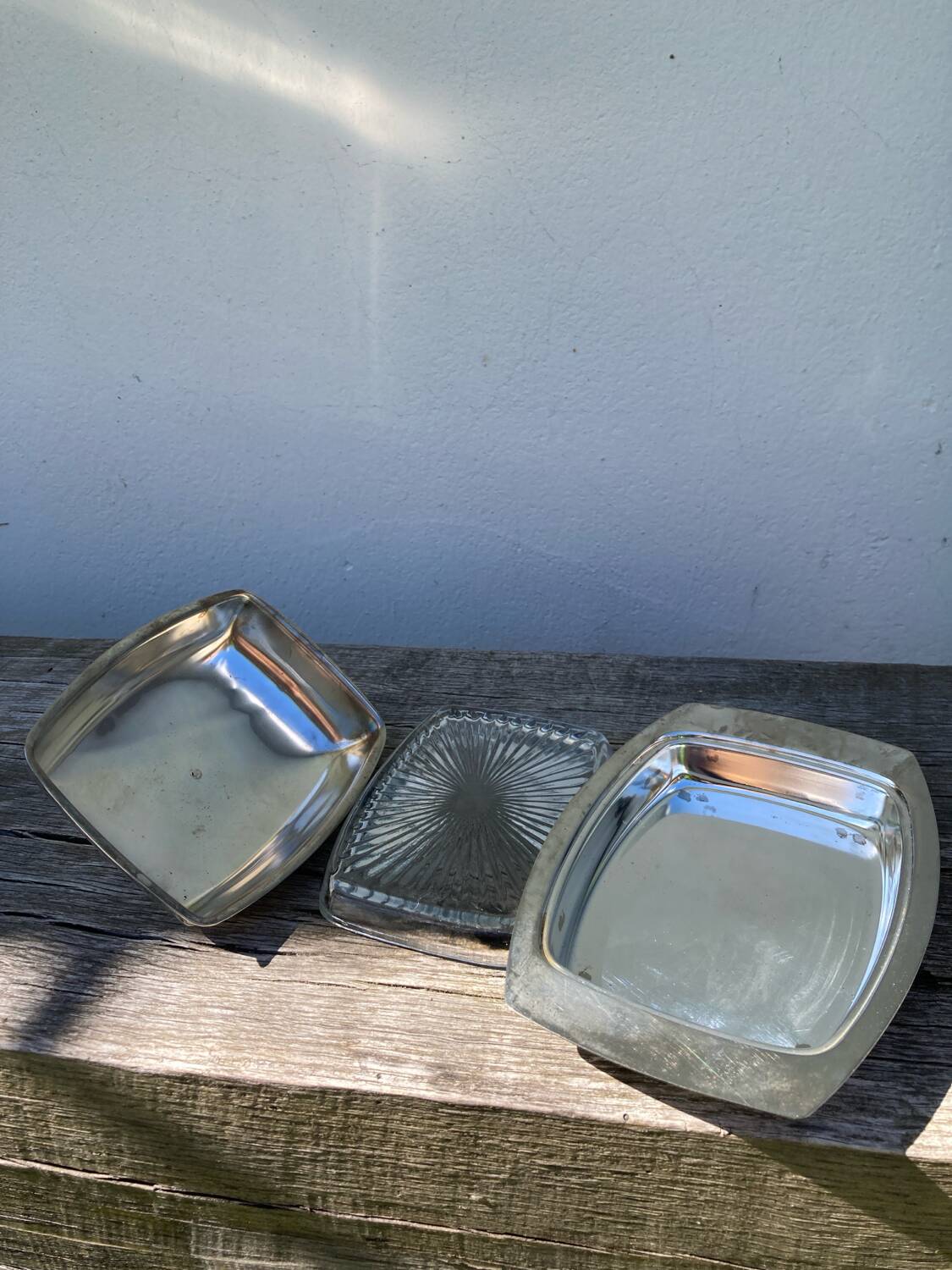 Acorn silver metal butter dish