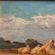 Oil on panel by Henri Vollet Breton woman gathering hay