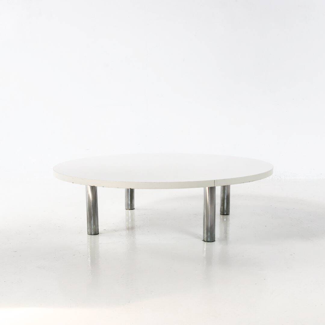 Table basse chromée et bois 1970