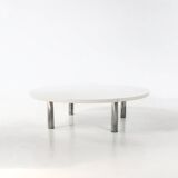 Table basse chromée et bois 1970