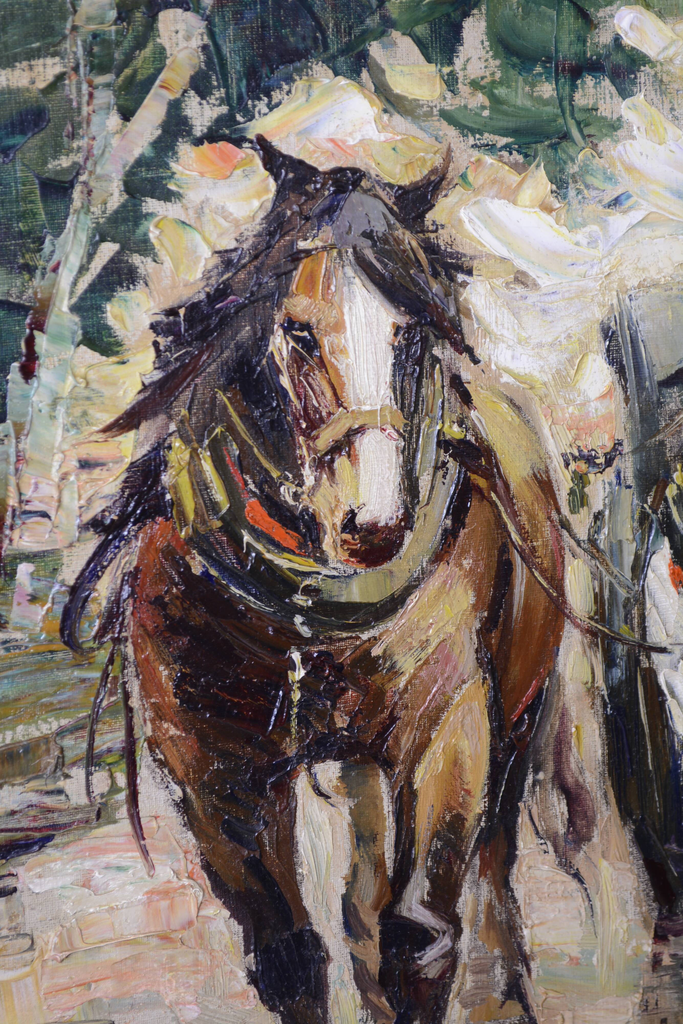 Corsican horses - Oil on canvas - Tony Cardella (1898 - 1976).