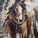 Corsican horses - Oil on canvas - Tony Cardella (1898 - 1976).