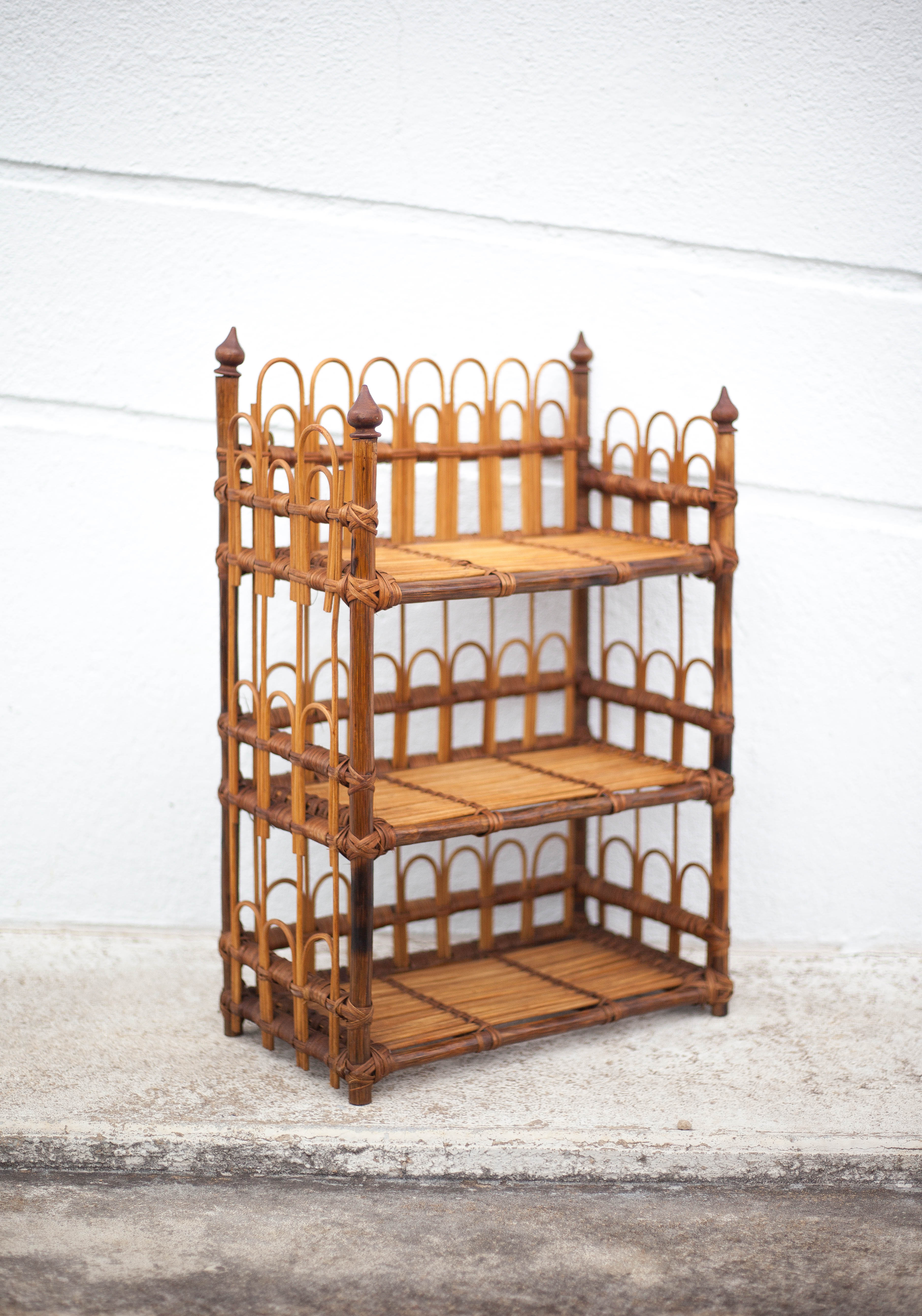 Vintage rattan wall shelf