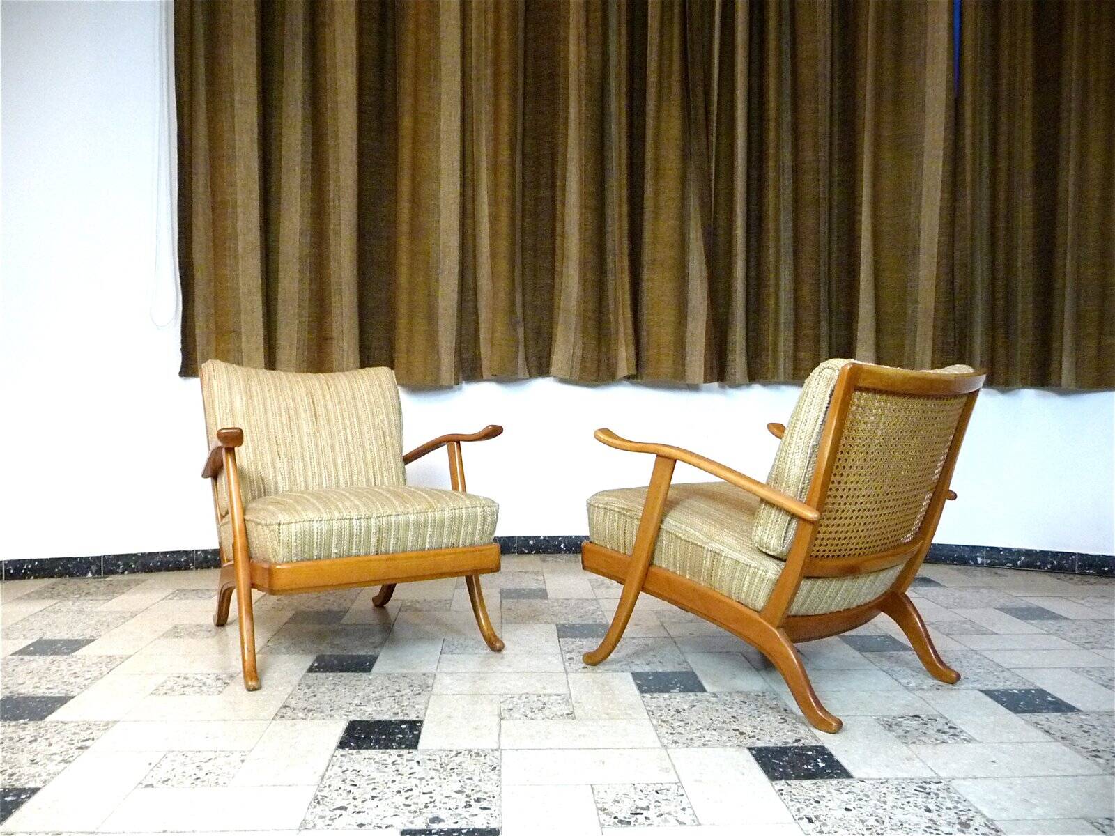 Ensemble de 2 fauteuils des années 50 de style mid-century de Wilhelm Knoll, Allemagne.