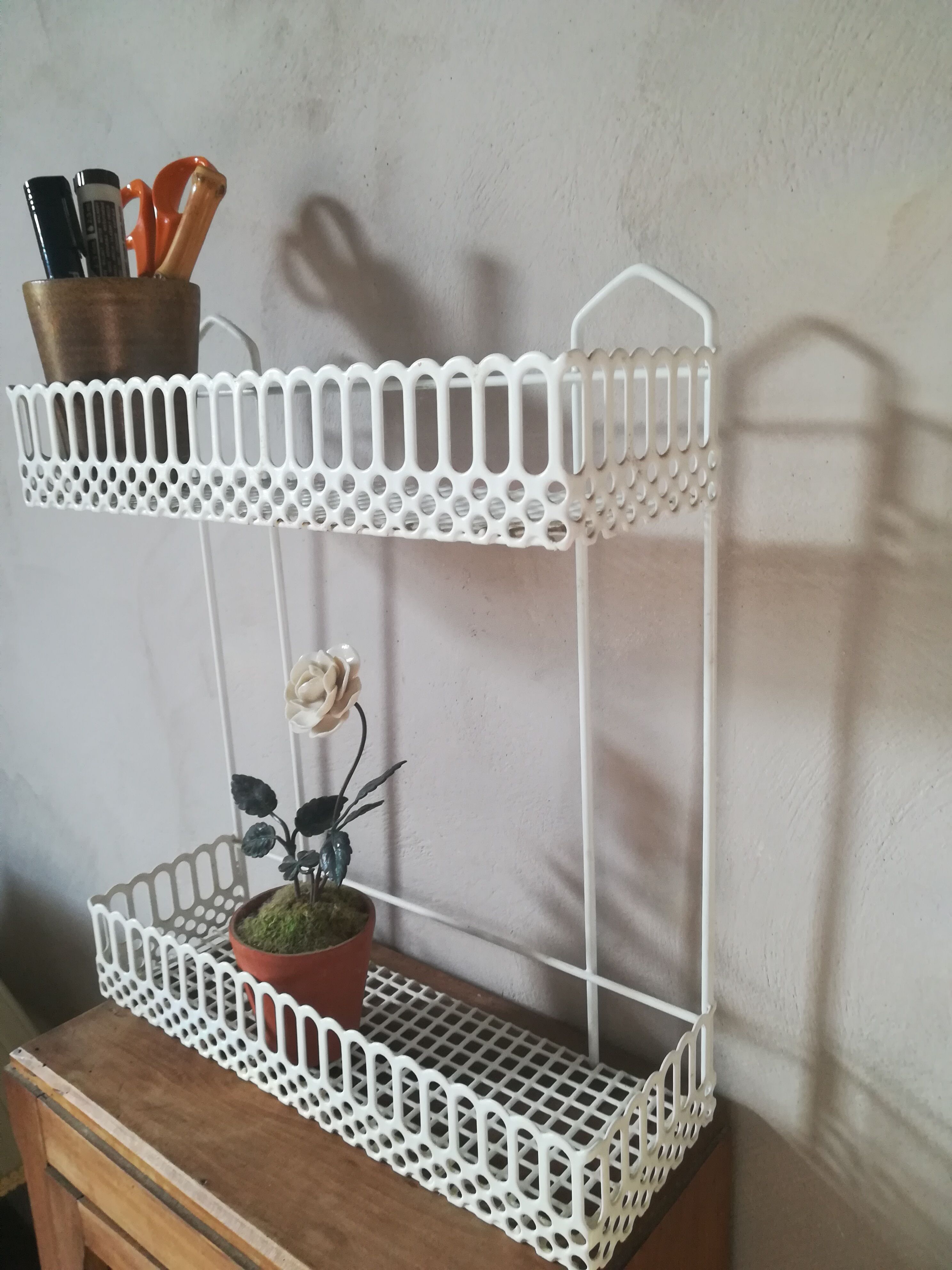 Open metal shelf