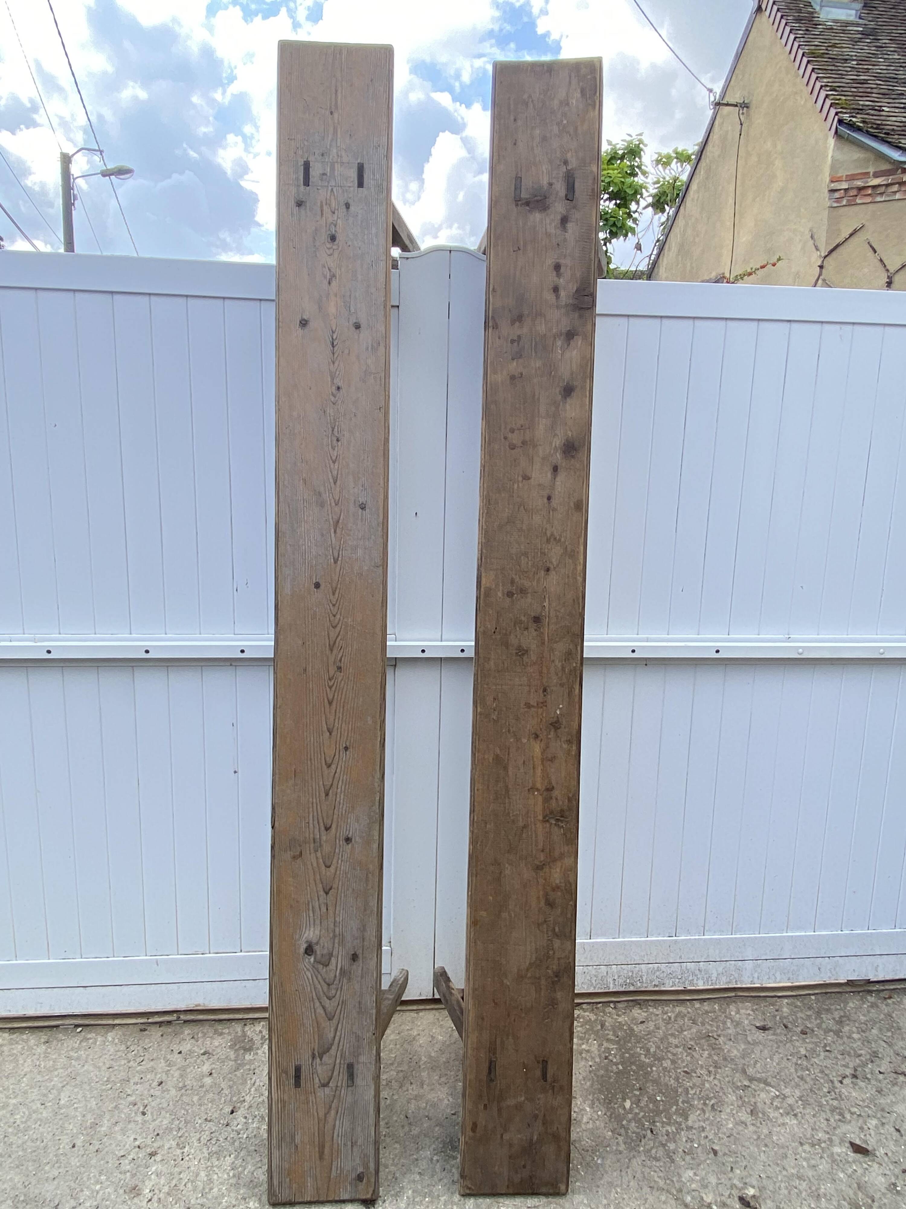 Pair of solid wood farmhouse benches 220cm for rustic farmhouse table.