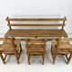 Vintage Wooden Dining Set of Bench & 3 Chairs