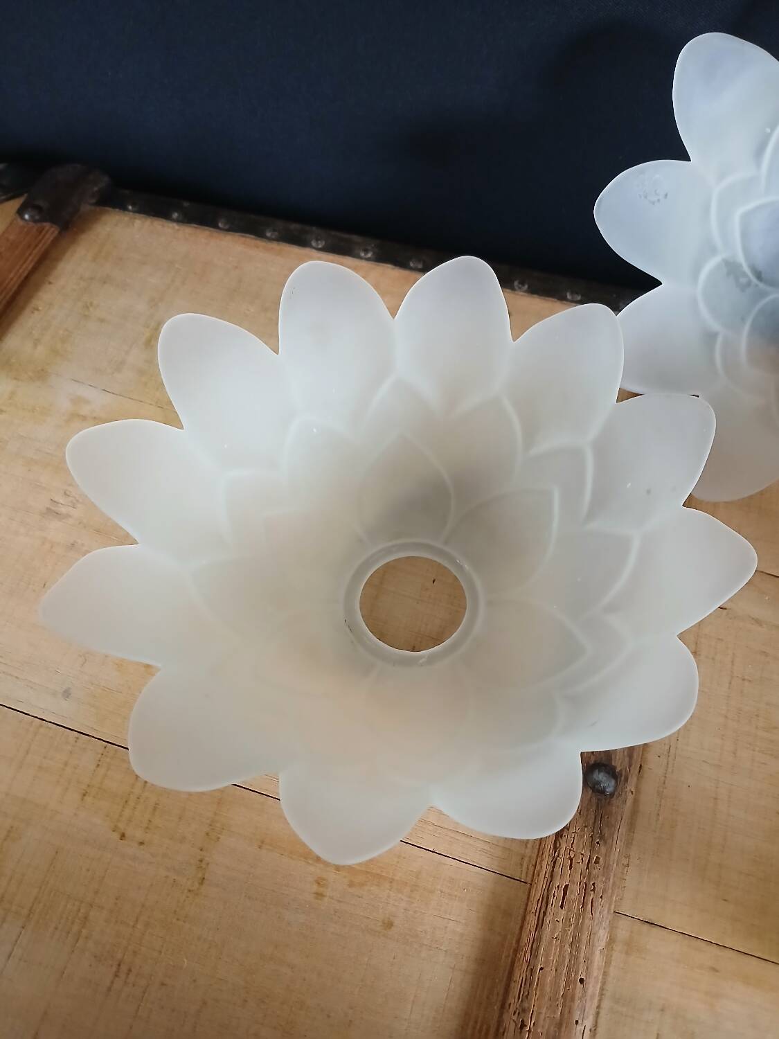 Set of 3 Art Deco glass paste pendant lights