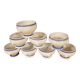 8 white lion head soup bowls with blue edging