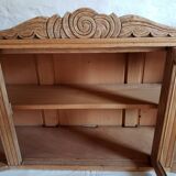 Art-deco wall showcase in raw oak