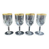4 Daum port glasses with gold putoises