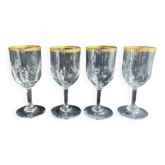 4 Daum port glasses with gold putoises
