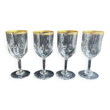 4 Verres à porto Daum putoisés or