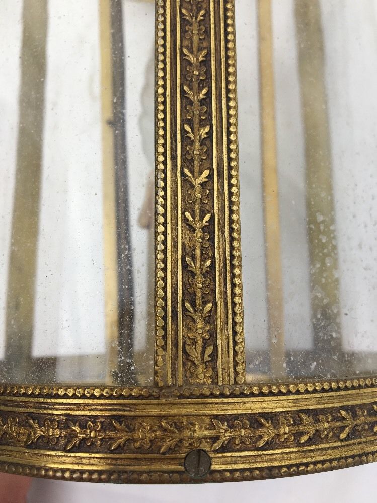 Lantern round brass and glass 1900 Louis XVI