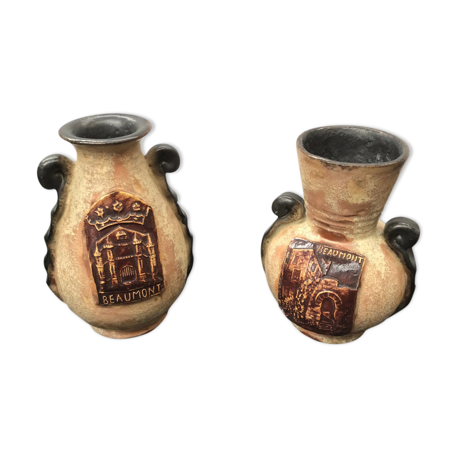 Pair of vase former beaumont terre cuite vintage