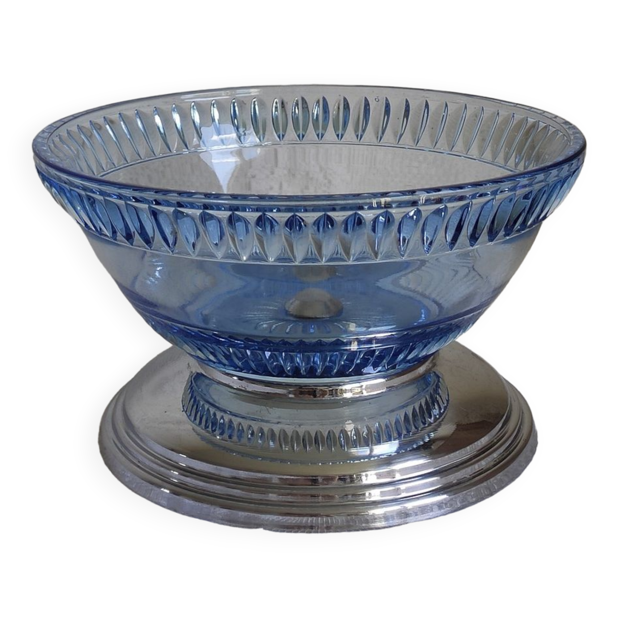 Glass and metal fruit cup