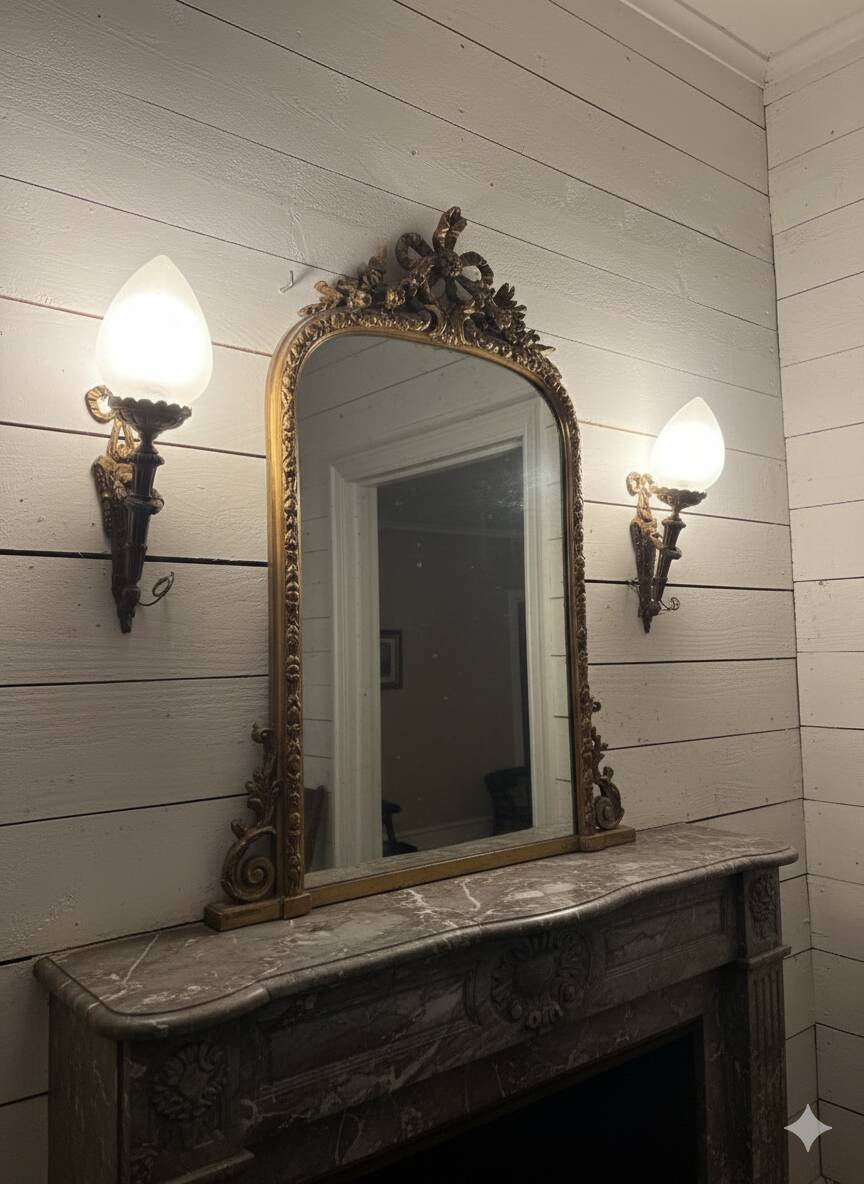 Pair of torch wall lights in Louis XVI style in 19th-century bronze.